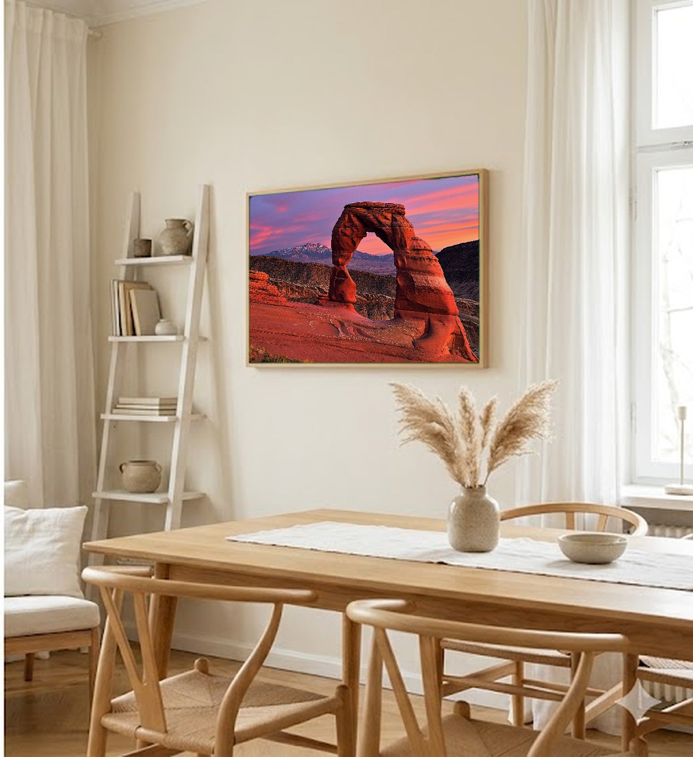 Arches National Park Canvas Wall Art | Delicate Arch Sunset Print, Utah Desert, Nature Decor, Stretched Canvas — arches-delicate-sunset-dining-room-wall-art.jpg