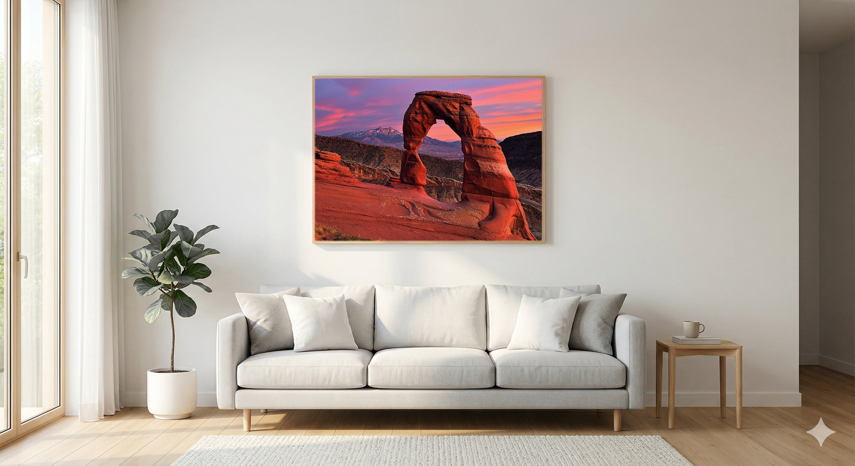 Arches National Park Canvas Wall Art | Delicate Arch Sunset Print, Utah Desert, Nature Decor, Stretched Canvas — arches-delicate-sunset-living-room-wall-art.jpg