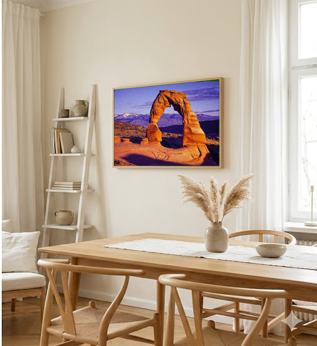 Arches National Park Canvas Wall Art | Retro Travel Poster Print, Moab Desert Decor, Stretched Canvas — arches-moab-retro-poster-dining-room-wall-art.jpg