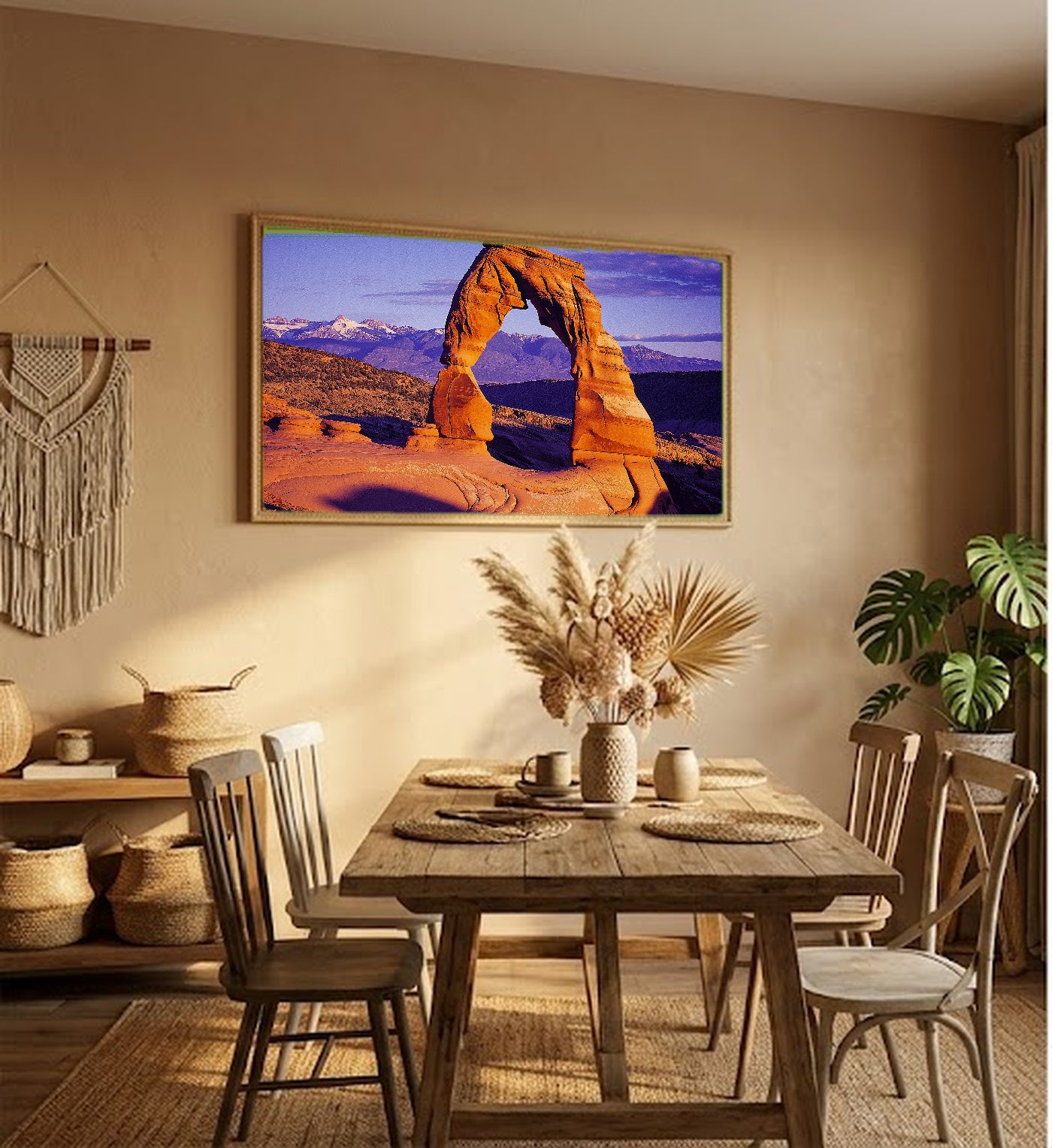 Arches National Park Canvas Wall Art | Retro Travel Poster Print, Moab Desert Decor, Stretched Canvas — arches-moab-retro-poster-hallway-wall-art.jpg
