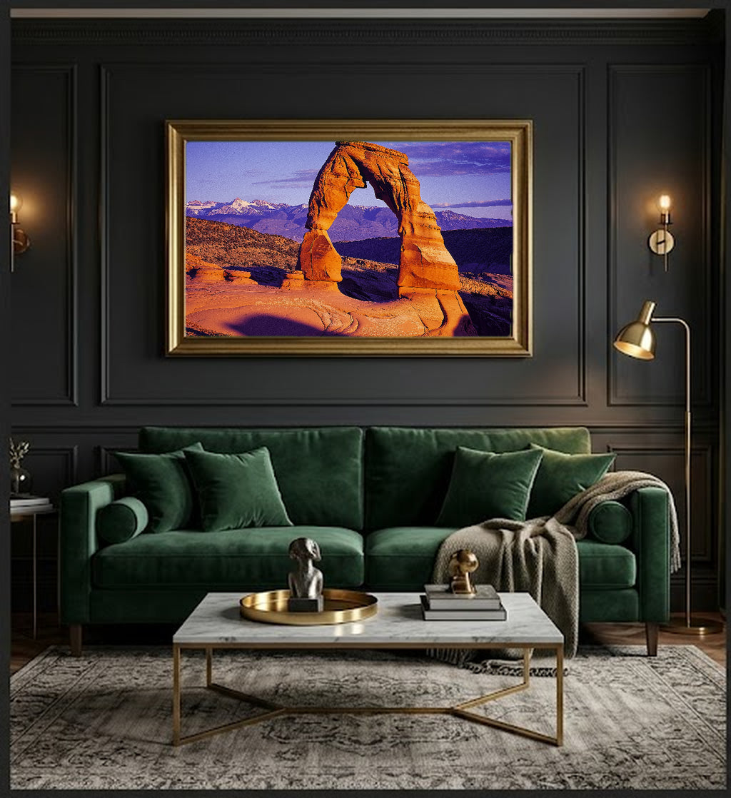 Arches National Park Canvas Wall Art | Retro Travel Poster Print, Moab Desert Decor, Stretched Canvas — arches-moab-retro-poster-office-wall-art.jpg