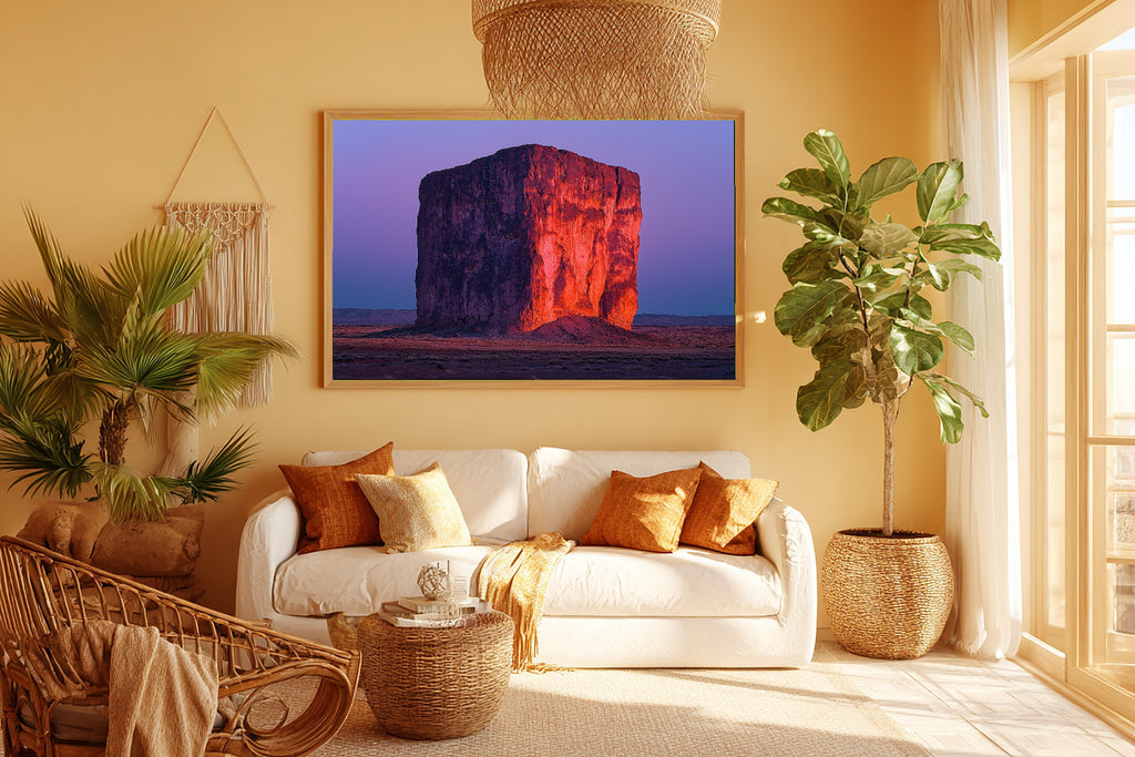 Warm Gallery Arizona Monolith Dusk Canvas Wall Art — Timeless Print for the Living Room, A Gift the Art Lover in Your Life Will Adore — arizona-monolith-dusk-room-5-wall-art.jpg