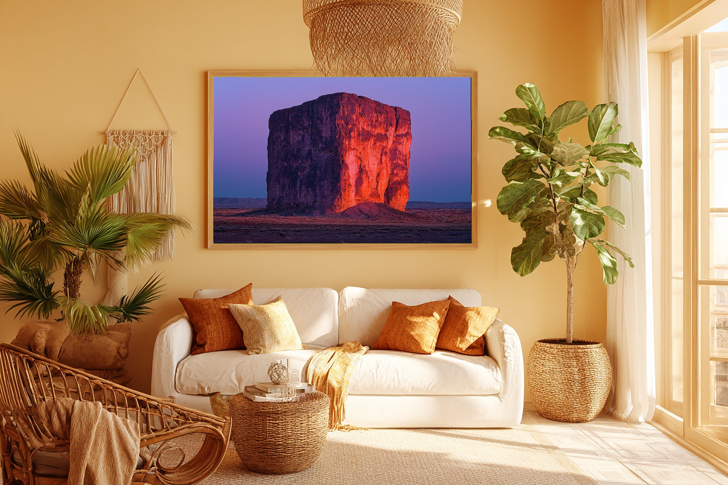 Warm Gallery Arizona Monolith Dusk Canvas Wall Art — Timeless Print for the Living Room, A Gift the Art Lover in Your Life Will Adore — arizona-monolith-dusk-room-5-wall-art.jpg