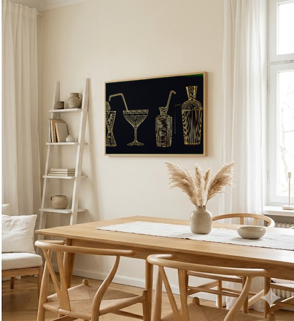 Art Deco Cocktail Canvas Wall Art | Coupe Shaker Gold Line Print, Bar Cart Decor, Stretched Canvas — art-deco-coupe-shaker-dining-room-wall-art.jpg