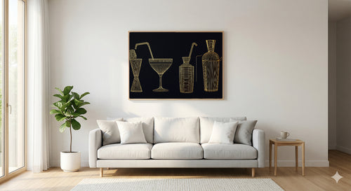Art Deco Cocktail Canvas Wall Art | Coupe Shaker Gold Line Print, Bar Cart Decor, Stretched Canvas — art-deco-coupe-shaker-living-room-wall-art.jpg