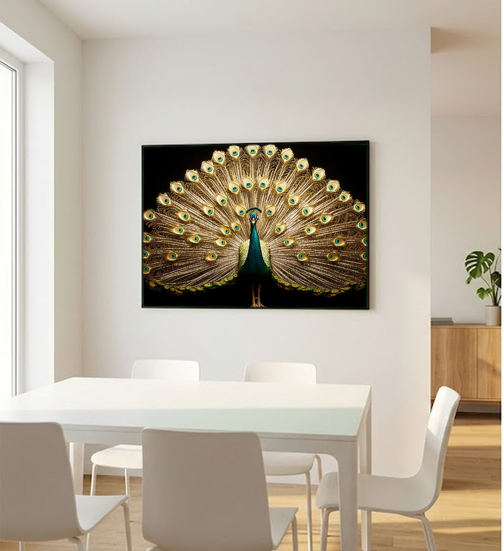 Art Deco Peacock Canvas Wall Art | Gold Emerald Fan Print, Opera Core Glamour Decor, Stretched Canvas — art-deco-peacock-fan-bedroom-wall-art.jpg