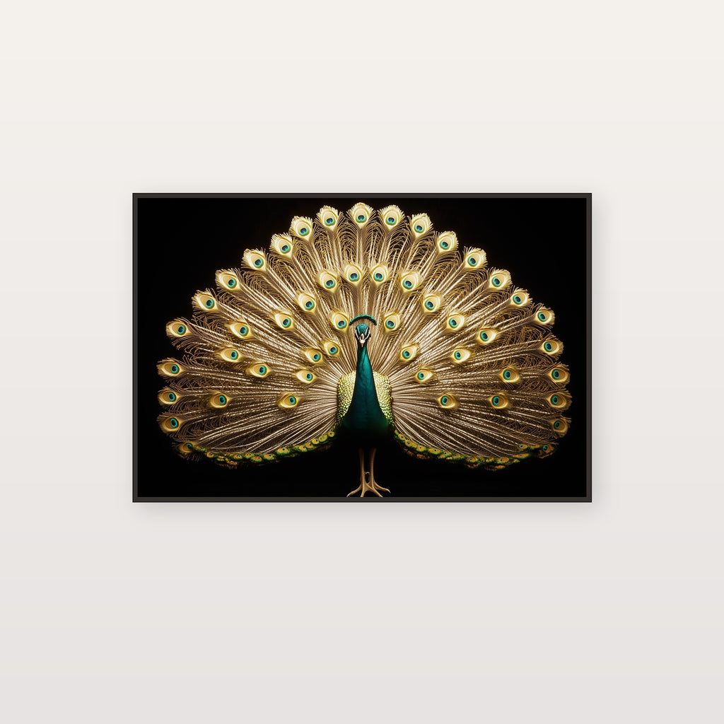 Art Deco Peacock Canvas Wall Art | Gold Emerald Fan Print, Opera Core Glamour Decor, Stretched Canvas — art-deco-peacock-fan-canvas-print.jpg