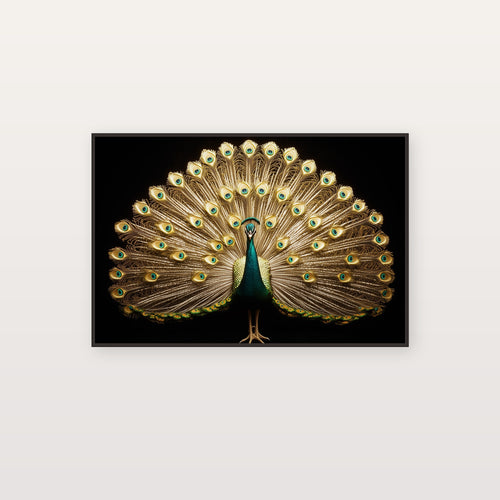 Art Deco Peacock Canvas Wall Art | Gold Emerald Fan Print, Opera Core Glamour Decor, Stretched Canvas — art-deco-peacock-fan-canvas-print.jpg