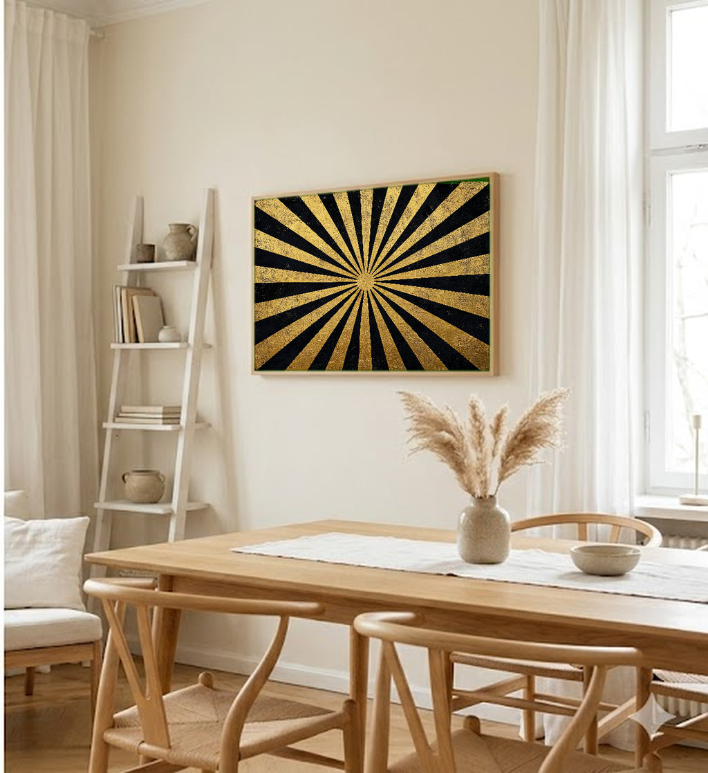 Art Deco Sunburst Canvas Wall Art | Gold Black Geometric Print, 1920s Glamour Decor, Stretched Canvas — art-deco-sunburst-geometric-dining-room-wall-art.jpg