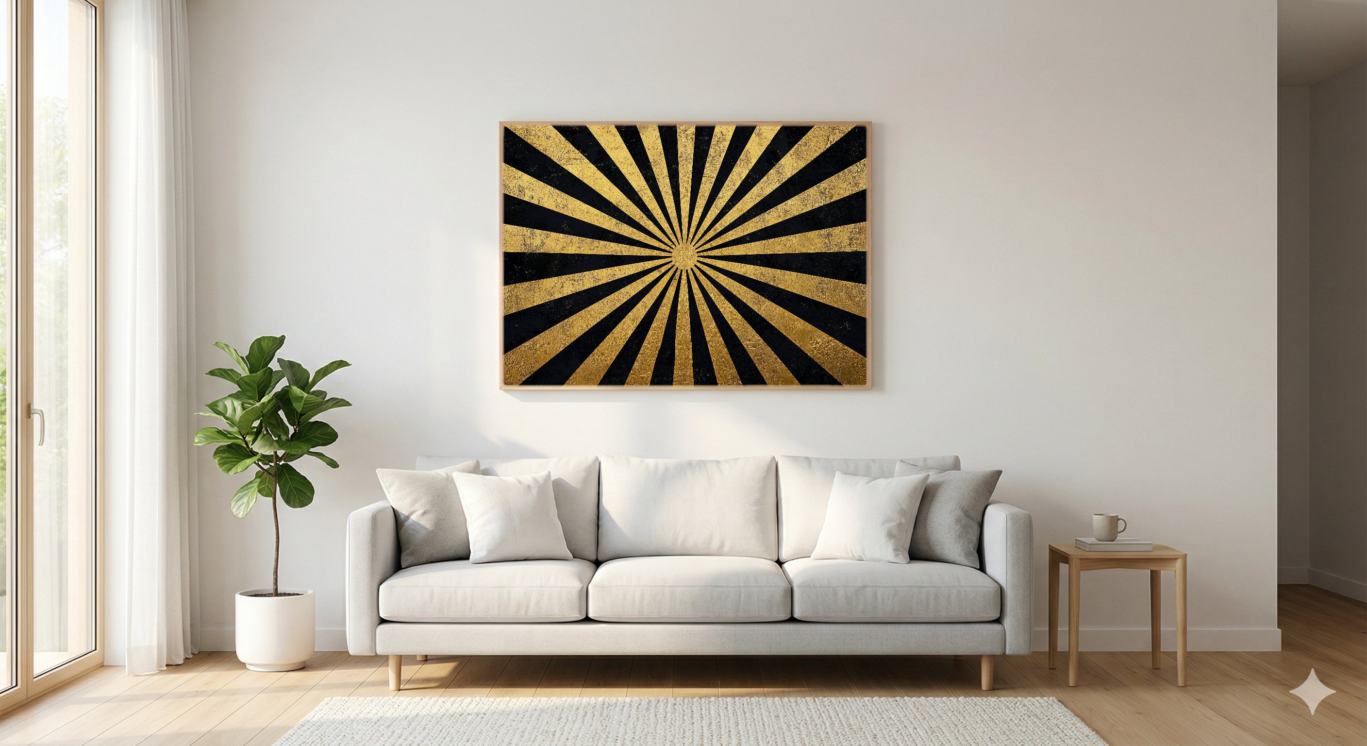 Art Deco Sunburst Canvas Wall Art | Gold Black Geometric Print, 1920s Glamour Decor, Stretched Canvas — art-deco-sunburst-geometric-living-room-wall-art.jpg