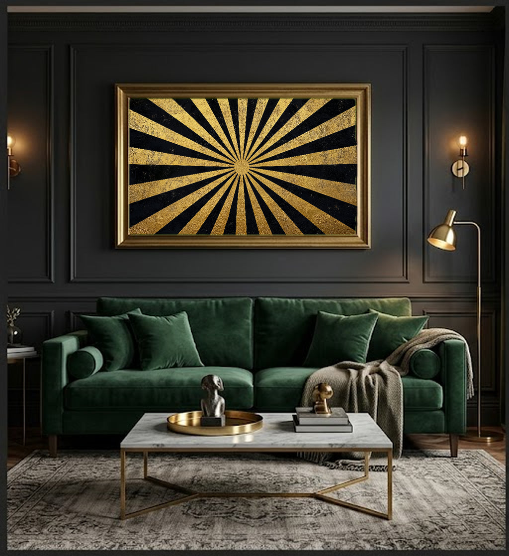 Art Deco Sunburst Canvas Wall Art | Gold Black Geometric Print, 1920s Glamour Decor, Stretched Canvas — art-deco-sunburst-geometric-office-wall-art.jpg
