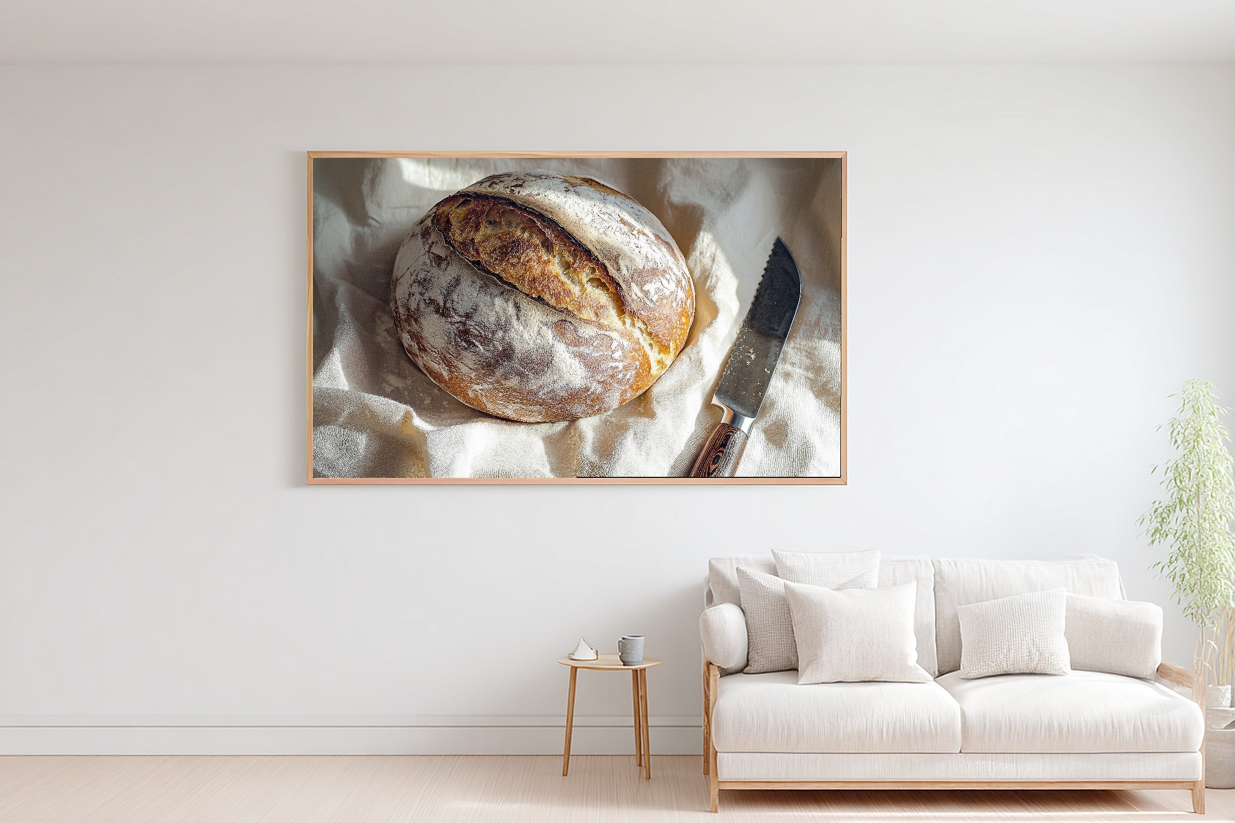Artisan Sourdough Linen Boule Fine Art Canvas, Soft Dreamy Glow, Perfect for the Living Room, Elegant Hostess Gift — artisan-sourdough-linen-boule-bedroom-wall-art.jpg