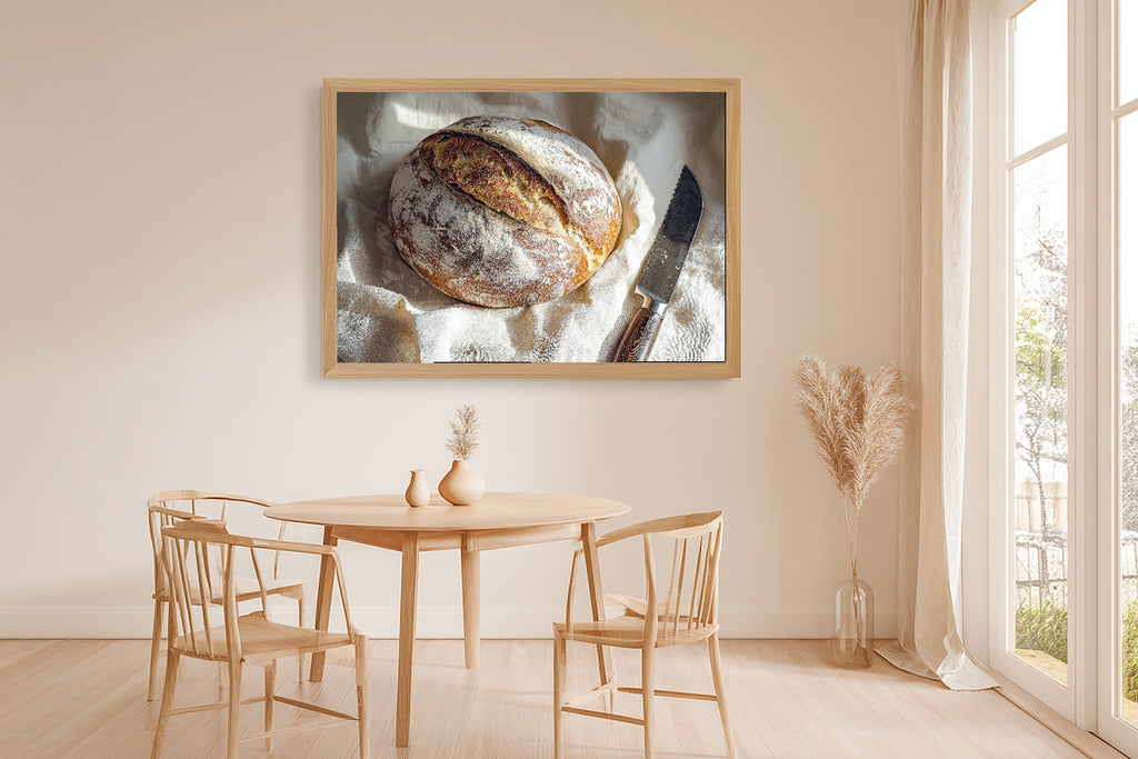 Artisan Sourdough Linen Boule Fine Art Canvas, Soft Dreamy Glow, Perfect for the Living Room, Elegant Hostess Gift — artisan-sourdough-linen-boule-dining-room-wall-art.jpg