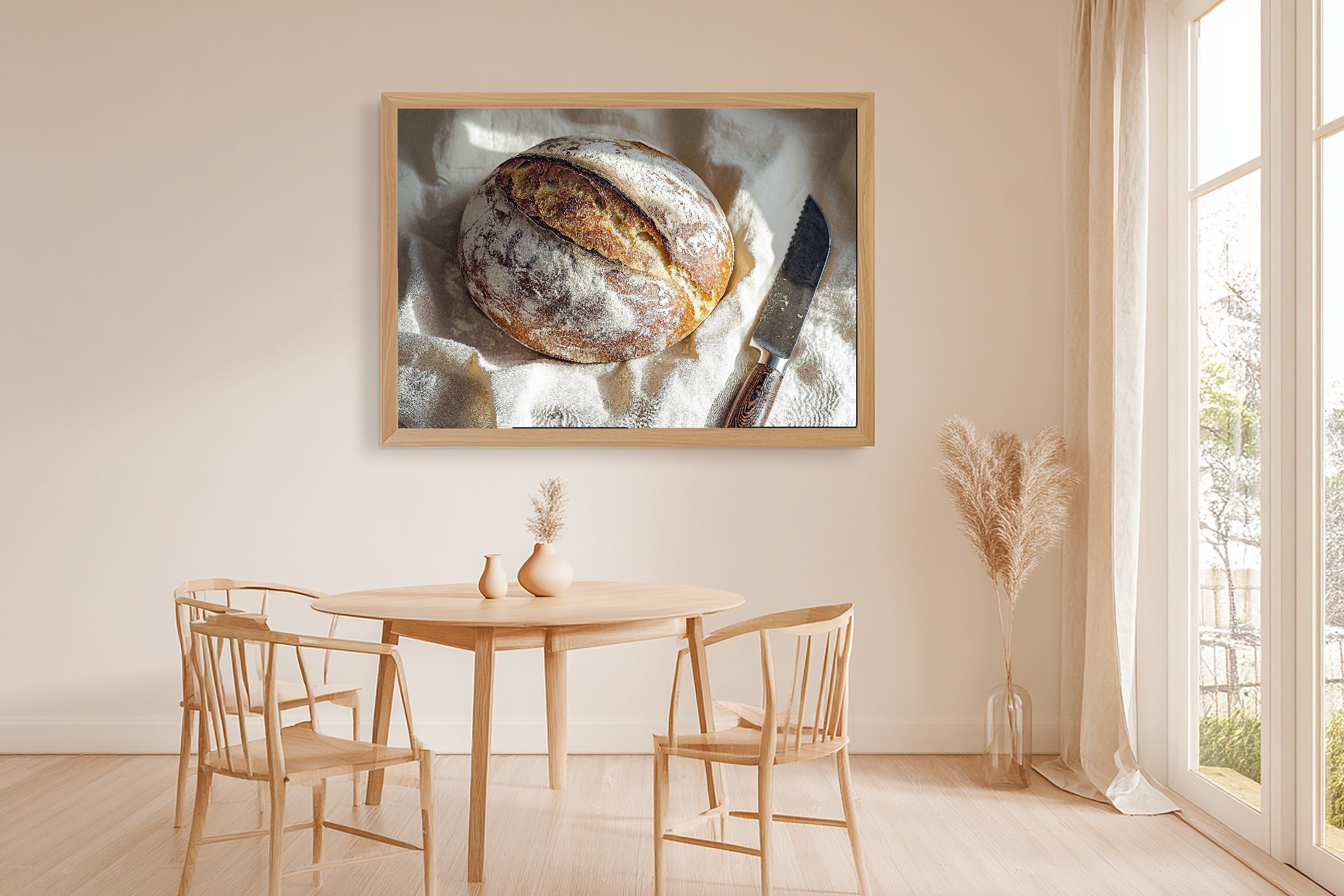 Artisan Sourdough Linen Boule Fine Art Canvas, Soft Dreamy Glow, Perfect for the Living Room, Elegant Hostess Gift — artisan-sourdough-linen-boule-dining-room-wall-art.jpg