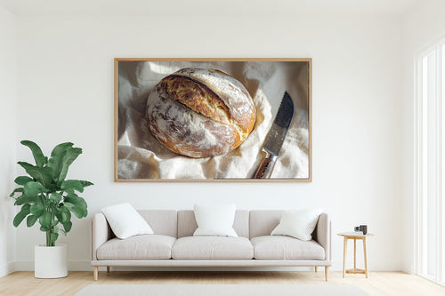Artisan Sourdough Linen Boule Fine Art Canvas, Soft Dreamy Glow, Perfect for the Living Room, Elegant Hostess Gift — artisan-sourdough-linen-boule-living-room-wall-art.jpg