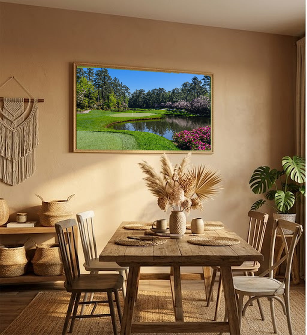 Golf Course Canvas Wall Art | Signature Hole Painterly Print, Clubhouse Decor, Stretched Canvas — augusta-golf-course-hole-hallway-wall-art.jpg
