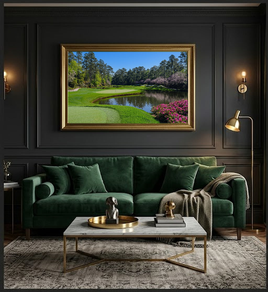 Golf Course Canvas Wall Art | Signature Hole Painterly Print, Clubhouse Decor, Stretched Canvas — augusta-golf-course-hole-office-wall-art.jpg