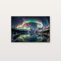 Aurora Mountain Lake Canvas Wall Art - Northern Lights Reflection, Night Sky Print, Stretched Canvas — aurora mountain lake canvas print