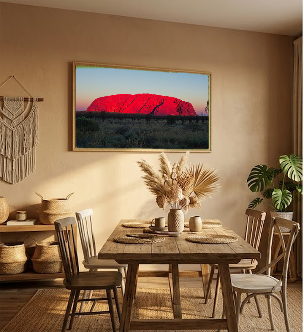 Uluru Canvas Wall Art | Ayers Rock Australia Print, Outback Decor, Aboriginal Sacred, Stretched Canvas — australia-uluru-hallway-wall-art.jpg