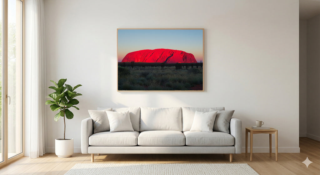 Uluru Canvas Wall Art | Ayers Rock Australia Print, Outback Decor, Aboriginal Sacred, Stretched Canvas — australia-uluru-living-room-wall-art.jpg
