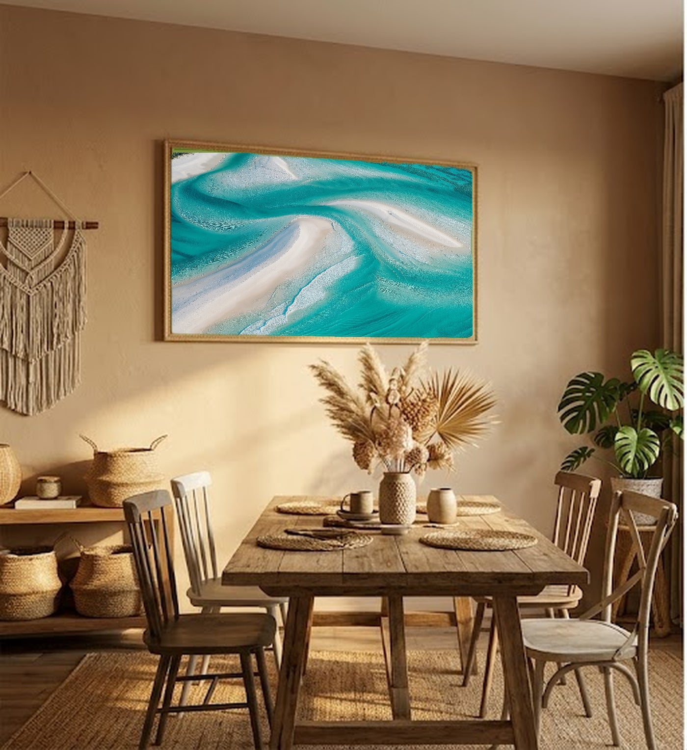Whitehaven Beach Canvas Wall Art | Australia Print, Tropical Paradise, Coastal Decor, Stretched Canvas — australia-whitehaven-hallway-wall-art.jpg