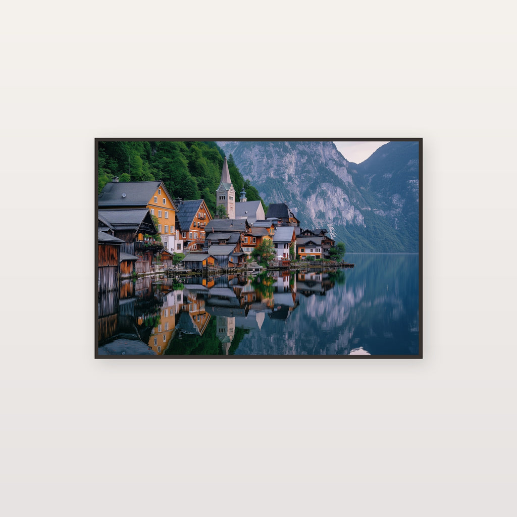 Hallstatt Canvas Wall Art | Austria Lake Village Print, Alpine Landscape, European Decor, Stretched Canvas — austria-hallstatt-canvas-print.jpg