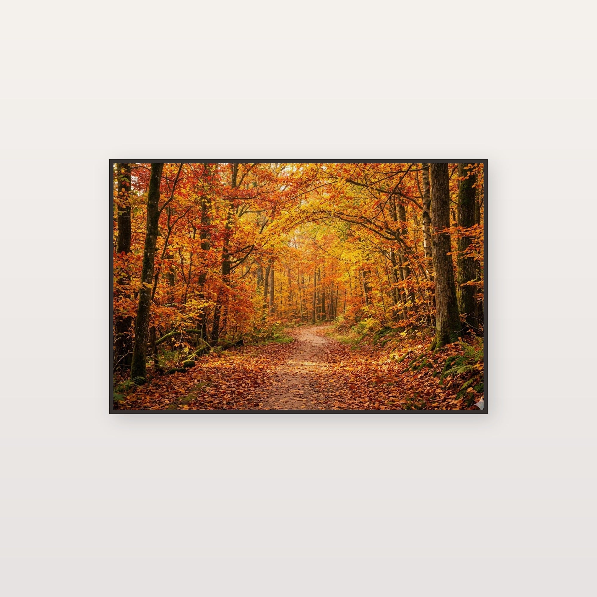 Autumn Forest Path Canvas Wall Art - Fall Foliage Print, Nature Photography, Colorful Trees, Stretched Canvas — autumn forest path canvas print