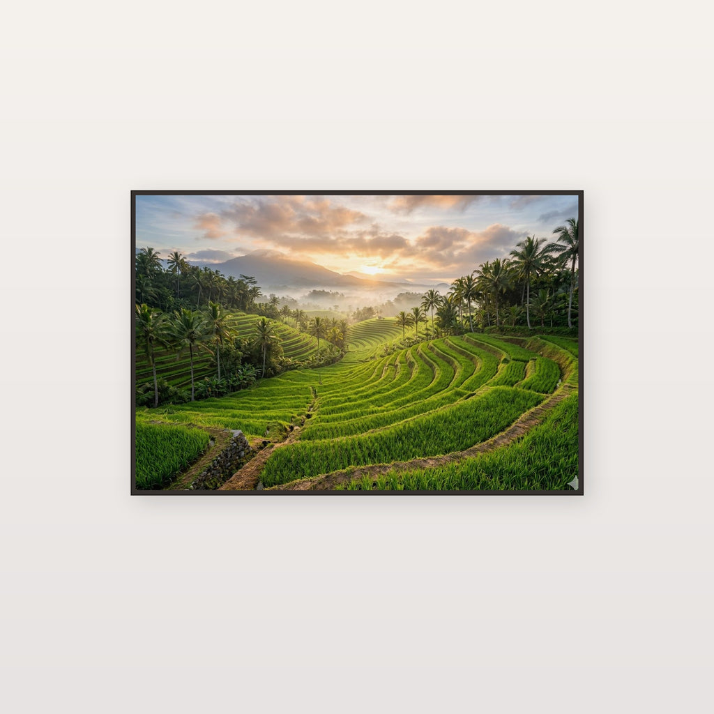 Bali Rice Terraces Canvas Wall Art - Indonesian Landscape Print, Tropical Green, Asia Decor, Stretched Canvas — bali rice terraces canvas print