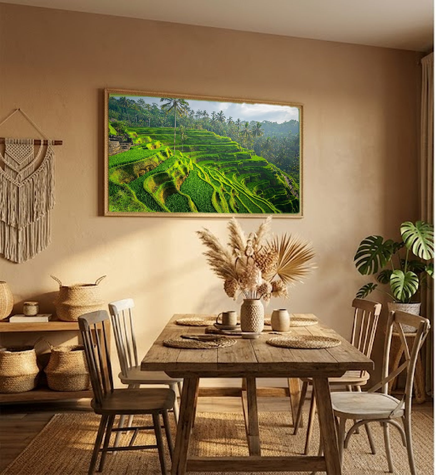 Tegalalang Rice Terraces Canvas Wall Art | Bali Indonesia Print, Tropical Asian Decor, Stretched Canvas — bali-tegalalang-rice-hallway-wall-art.jpg