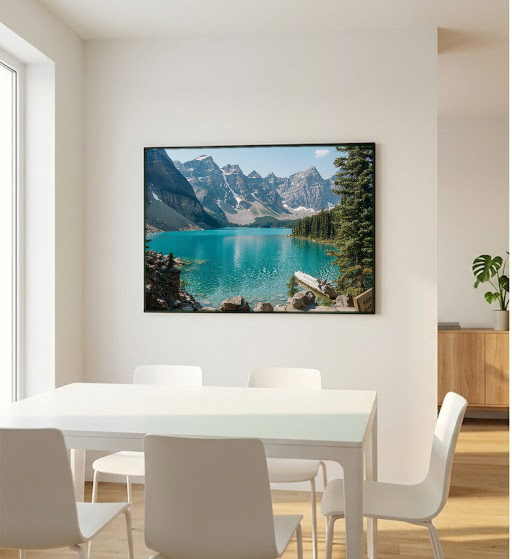 Banff Canada Canvas Wall Art | Retro Travel Poster Print, Alpine Lake Decor, Stretched Canvas — banff-lake-retro-poster-bedroom-wall-art.jpg