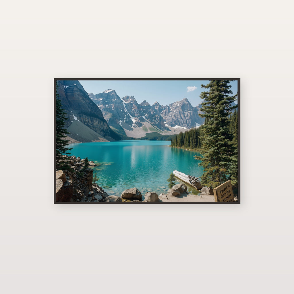 Banff Canada Canvas Wall Art | Retro Travel Poster Print, Alpine Lake Decor, Stretched Canvas — banff-lake-retro-poster-canvas-print.jpg