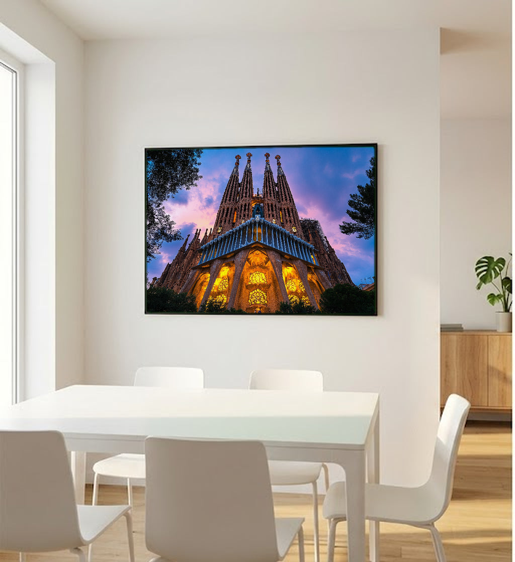 Barcelona Sagrada Familia Canvas Wall Art | Gaudi Architecture Print, Spanish Decor, Stretched Canvas — barcelona-sagrada-bedroom-wall-art.jpg