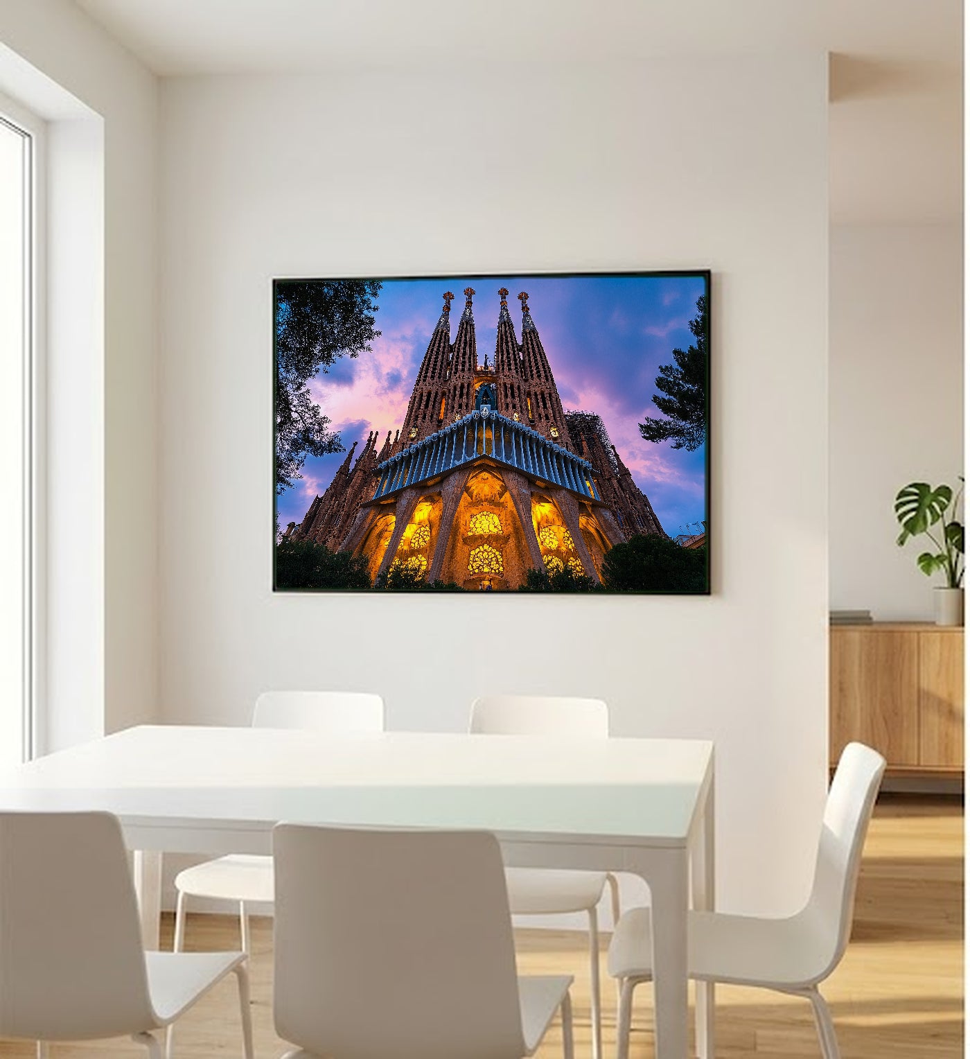 Barcelona Sagrada Familia Canvas Wall Art | Gaudi Architecture Print, Spanish Decor, Stretched Canvas — barcelona-sagrada-bedroom-wall-art.jpg
