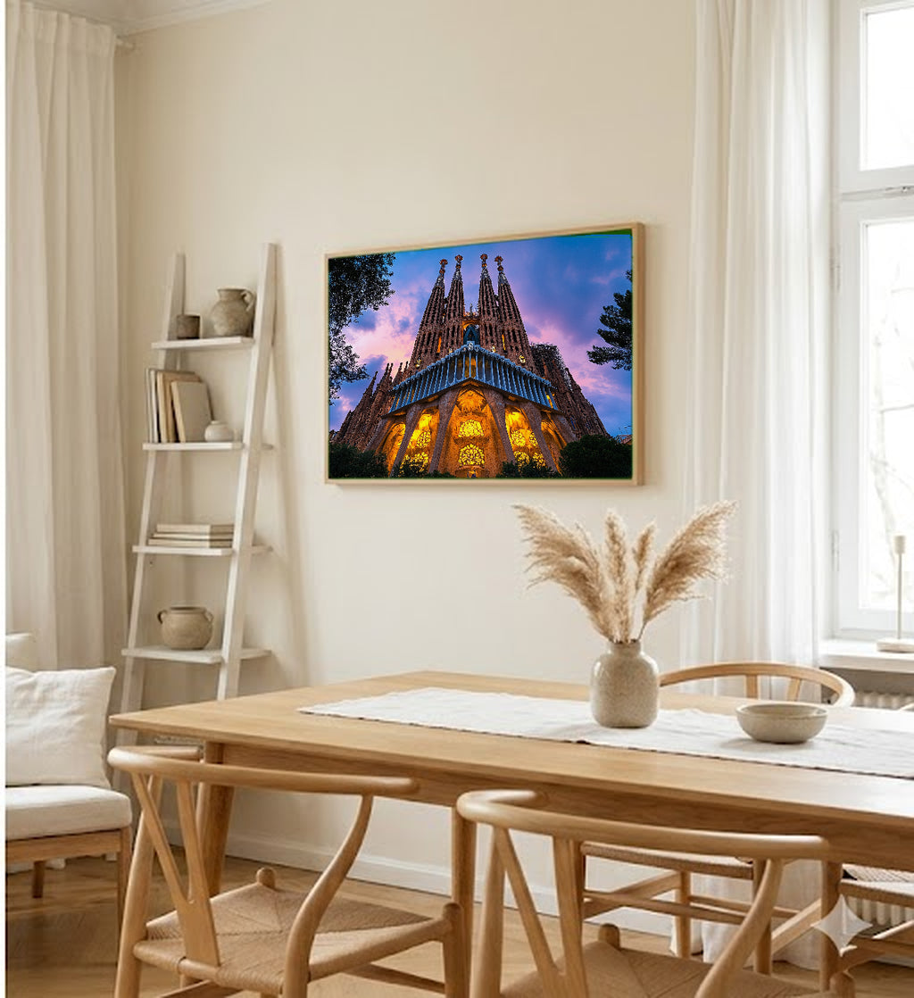 Barcelona Sagrada Familia Canvas Wall Art | Gaudi Architecture Print, Spanish Decor, Stretched Canvas — barcelona-sagrada-dining-room-wall-art.jpg
