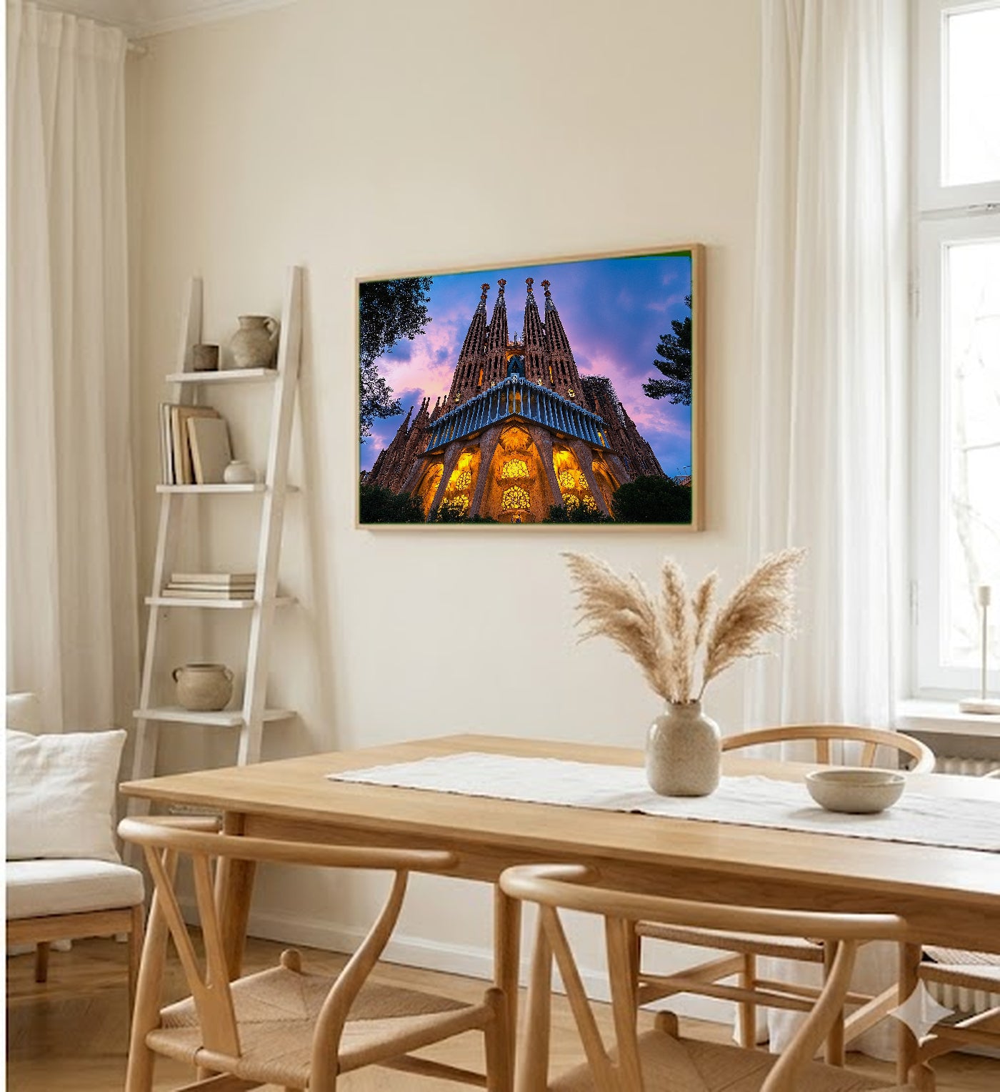 Barcelona Sagrada Familia Canvas Wall Art | Gaudi Architecture Print, Spanish Decor, Stretched Canvas — barcelona-sagrada-dining-room-wall-art.jpg