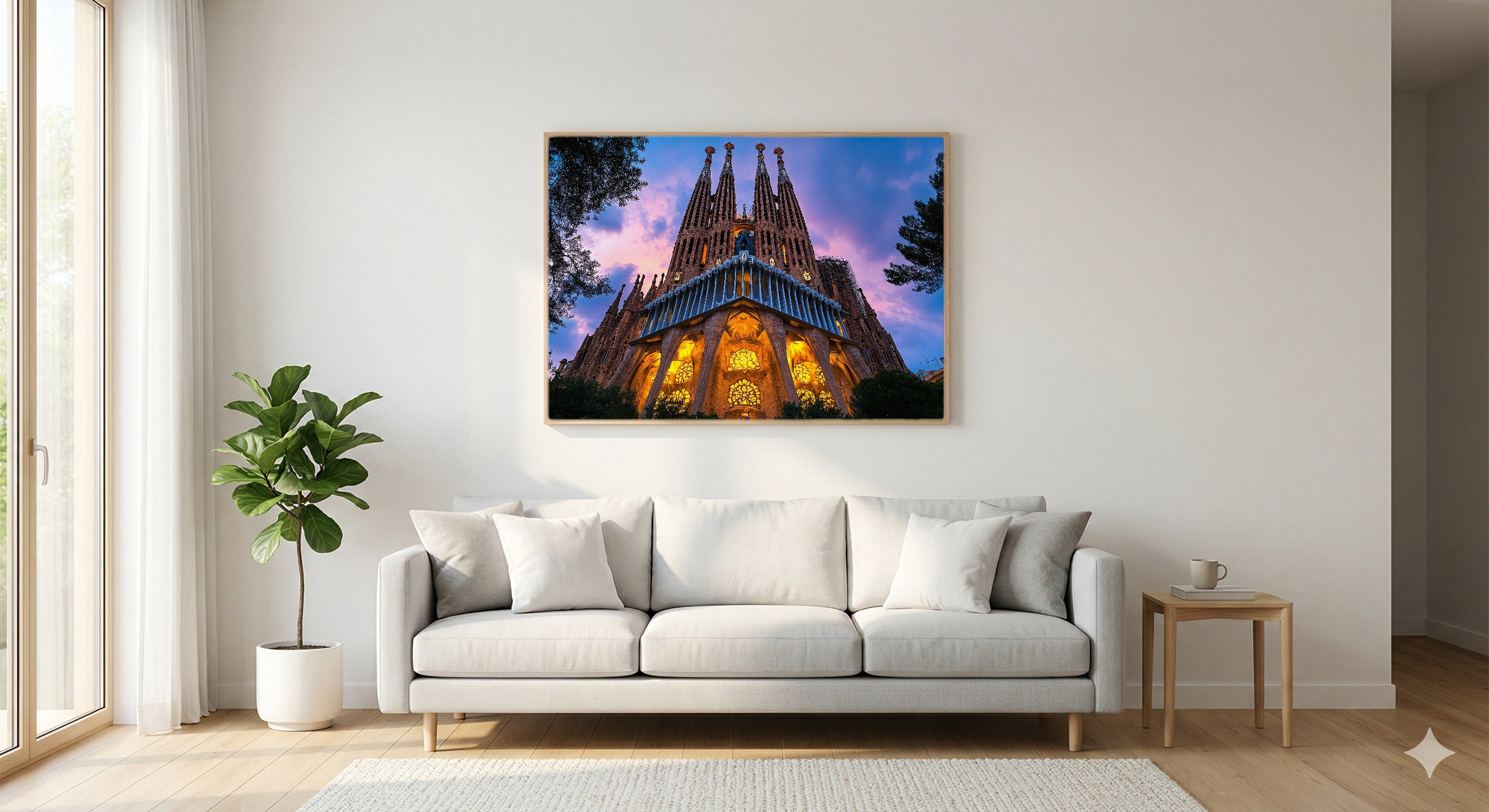 Barcelona Sagrada Familia Canvas Wall Art | Gaudi Architecture Print, Spanish Decor, Stretched Canvas — barcelona-sagrada-living-room-wall-art.jpg