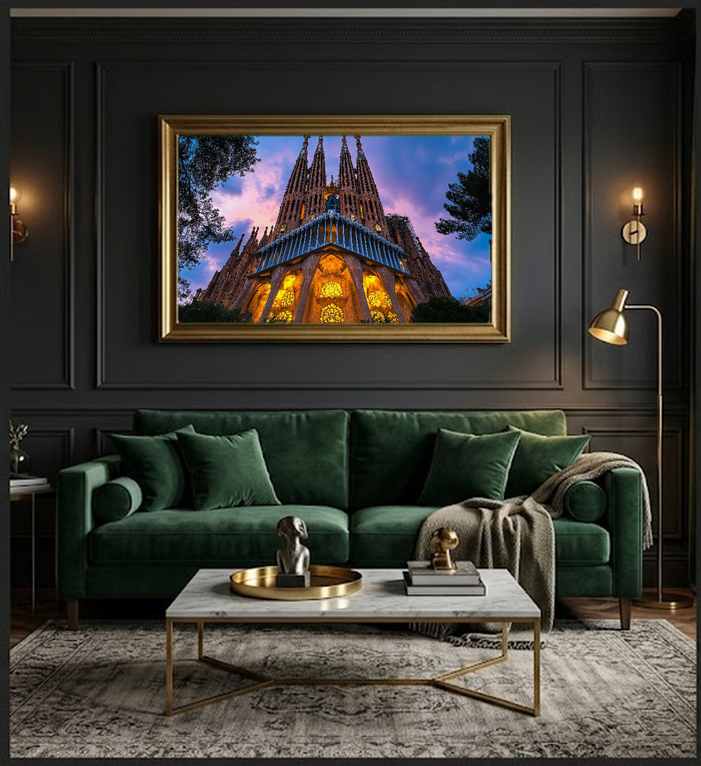 Barcelona Sagrada Familia Canvas Wall Art | Gaudi Architecture Print, Spanish Decor, Stretched Canvas — barcelona-sagrada-office-wall-art.jpg