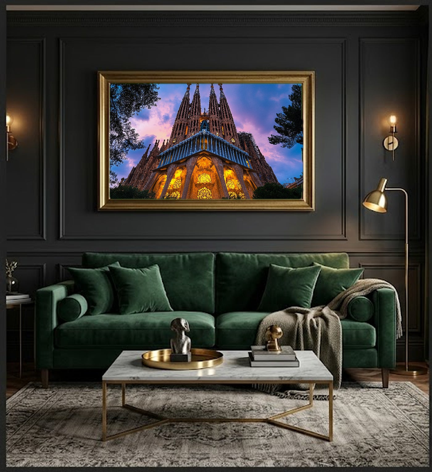 Barcelona Sagrada Familia Canvas Wall Art | Gaudi Architecture Print, Spanish Decor, Stretched Canvas — barcelona-sagrada-office-wall-art.jpg