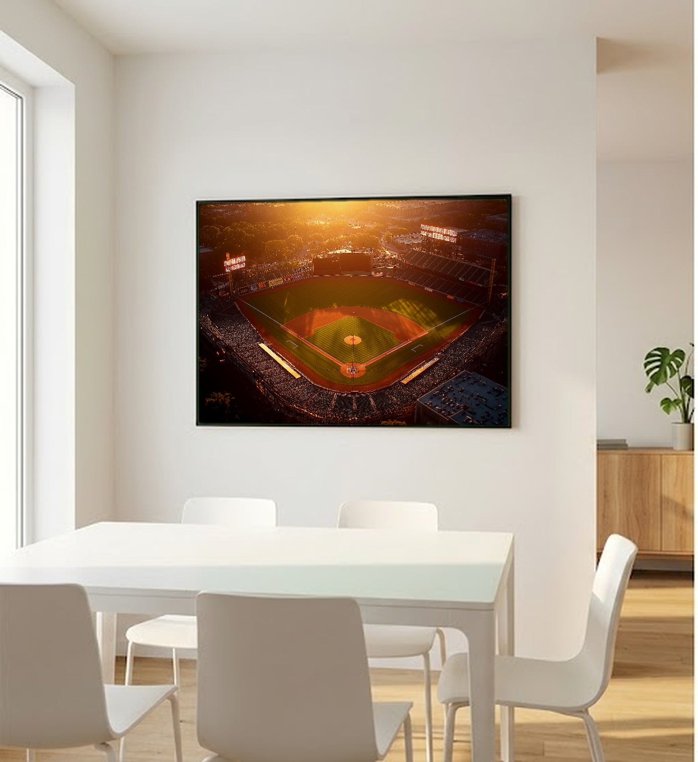 Baseball Stadium Canvas Wall Art | Sunset Painterly Print, Sports Decor, Stretched Canvas — baseball-stadium-sunset-bedroom-wall-art.jpg