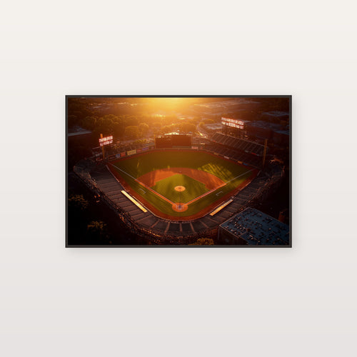 Baseball Stadium Canvas Wall Art | Sunset Painterly Print, Sports Decor, Stretched Canvas — baseball-stadium-sunset-canvas-print.jpg