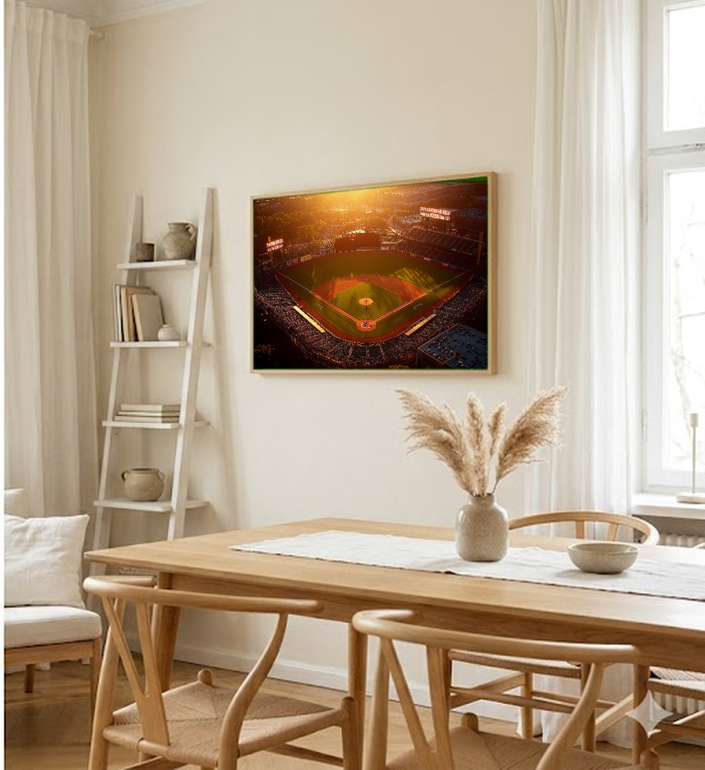 Baseball Stadium Canvas Wall Art | Sunset Painterly Print, Sports Decor, Stretched Canvas — baseball-stadium-sunset-dining-room-wall-art.jpg