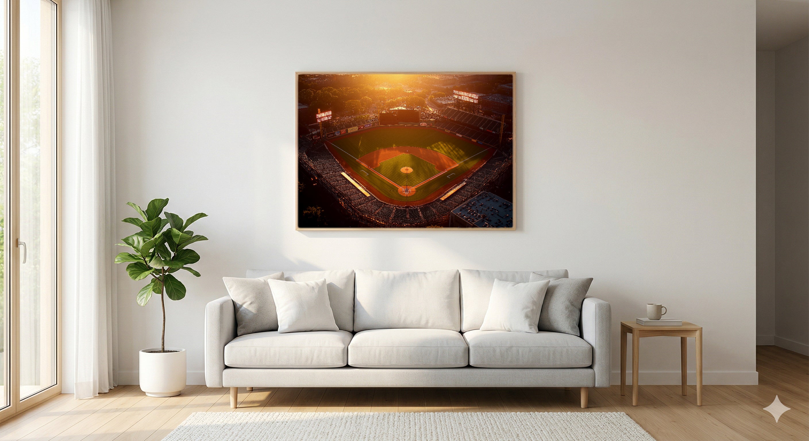 Baseball Stadium Canvas Wall Art | Sunset Painterly Print, Sports Decor, Stretched Canvas — baseball-stadium-sunset-living-room-wall-art.jpg