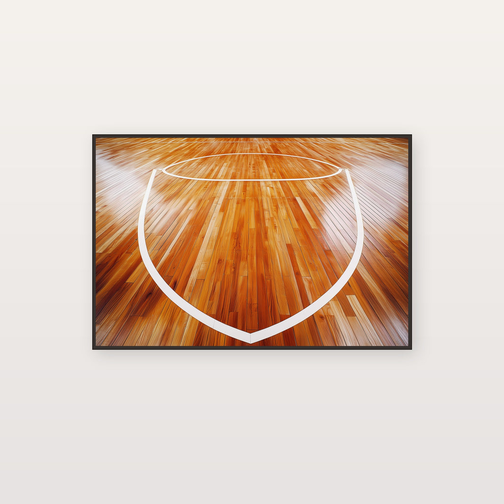 Basketball Court Canvas Wall Art | Overhead Parquet Print, Sports Decor, Stretched Canvas — basketball-court-overhead-canvas-print.jpg