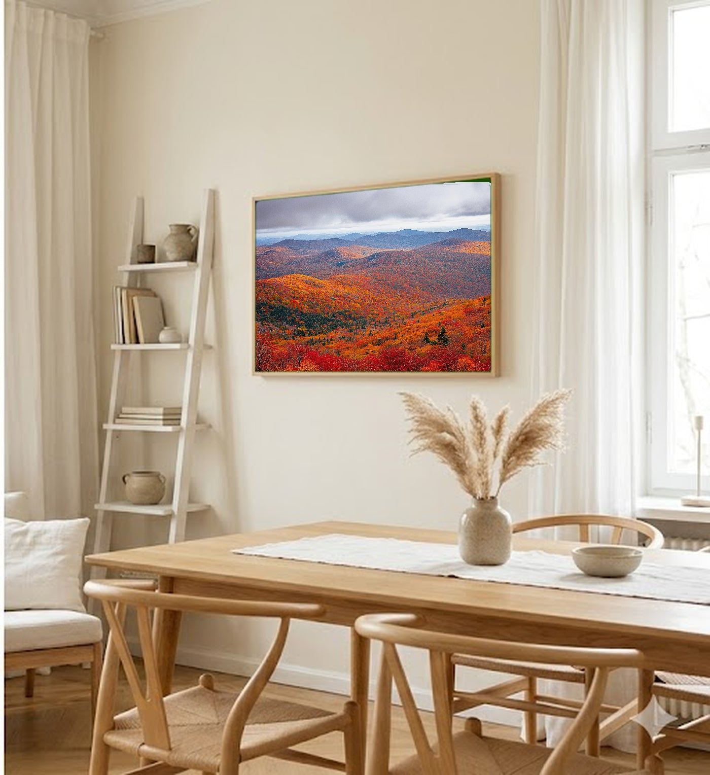 Berkshires Fall Canvas Wall Art | Mountain Panorama Print, New England Decor, Stretched Canvas — berkshires-fall-panorama-dining-room-wall-art.jpg