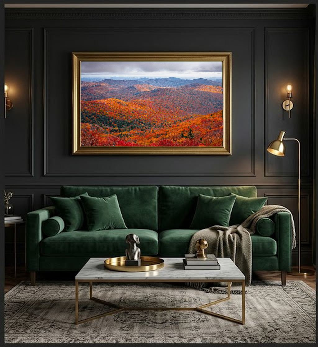 Berkshires Fall Canvas Wall Art | Mountain Panorama Print, New England Decor, Stretched Canvas — berkshires-fall-panorama-office-wall-art.jpg