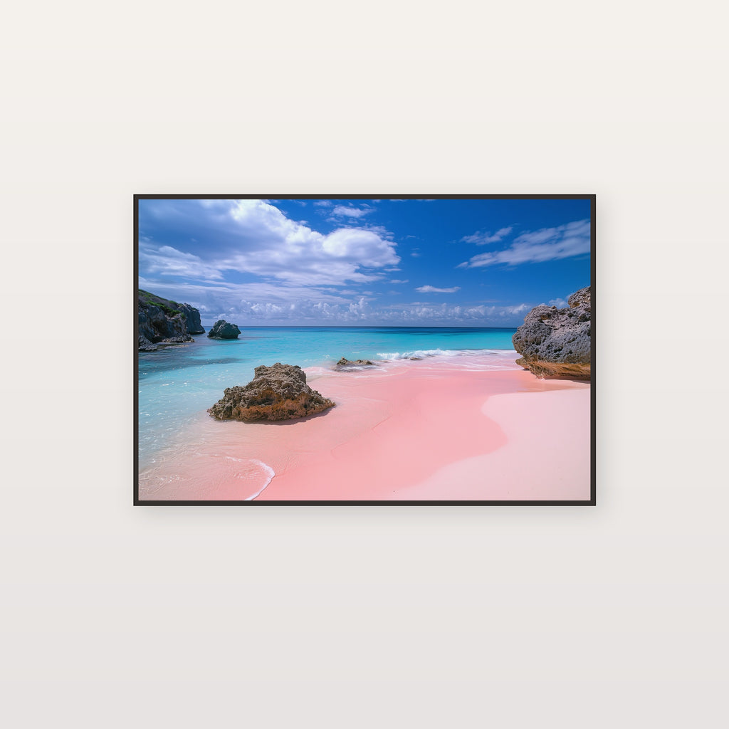 Bermuda Canvas Wall Art | Pink Sand Beach Print, Tropical Caribbean, Coastal Decor, Stretched Canvas — bermuda-pink-sand-canvas-print.jpg