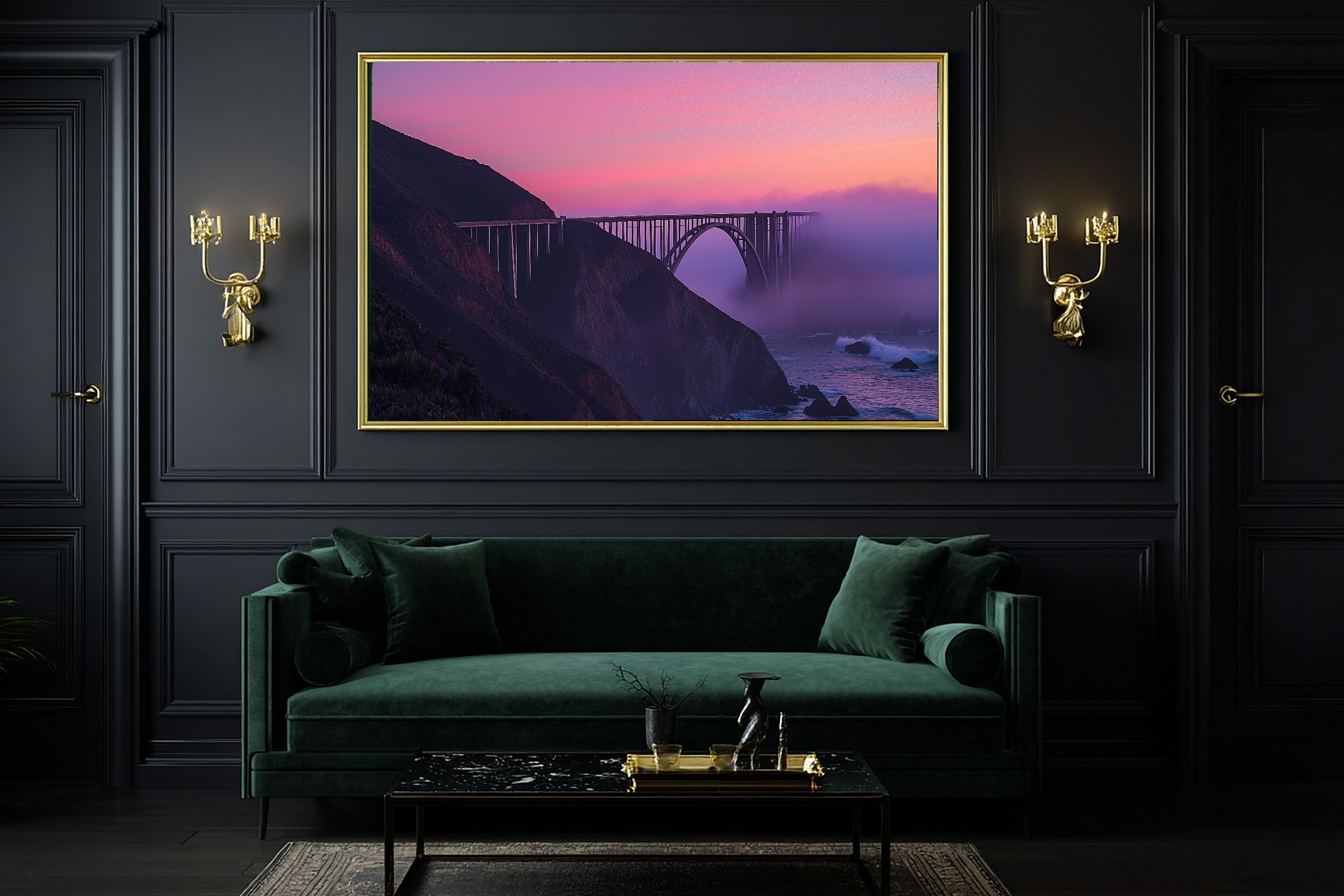 Big Sur Cliffside Dusk Calming Coastal Wall Art — Warm Print for the Beach House, Stretched Canvas Gift for the Coastal Soul — big-sur-cliffside-dusk-office-wall-art.jpg