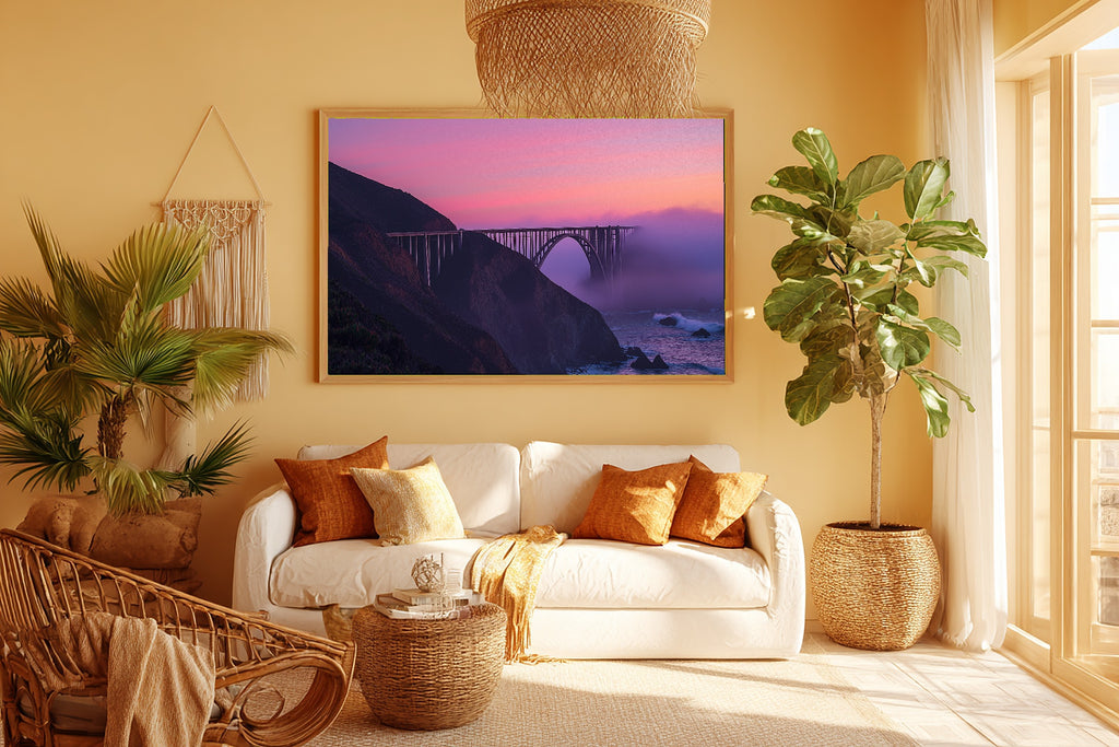 Big Sur Cliffside Dusk Calming Coastal Wall Art — Warm Print for the Beach House, Stretched Canvas Gift for the Coastal Soul — big-sur-cliffside-dusk-room-5-wall-art.jpg