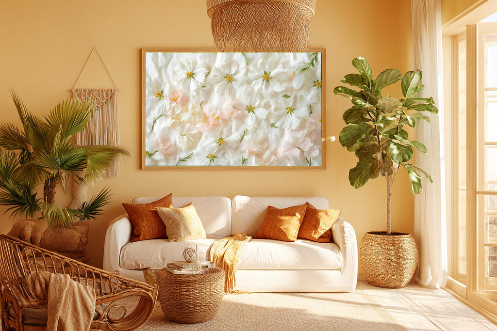Gentle Floral Birth Flower April Daisy Sweetpea Art Print — Peaceful Decor for the Reading Nook — birth-flower-april-daisy-sweetpea-room-5-wall-art.jpg