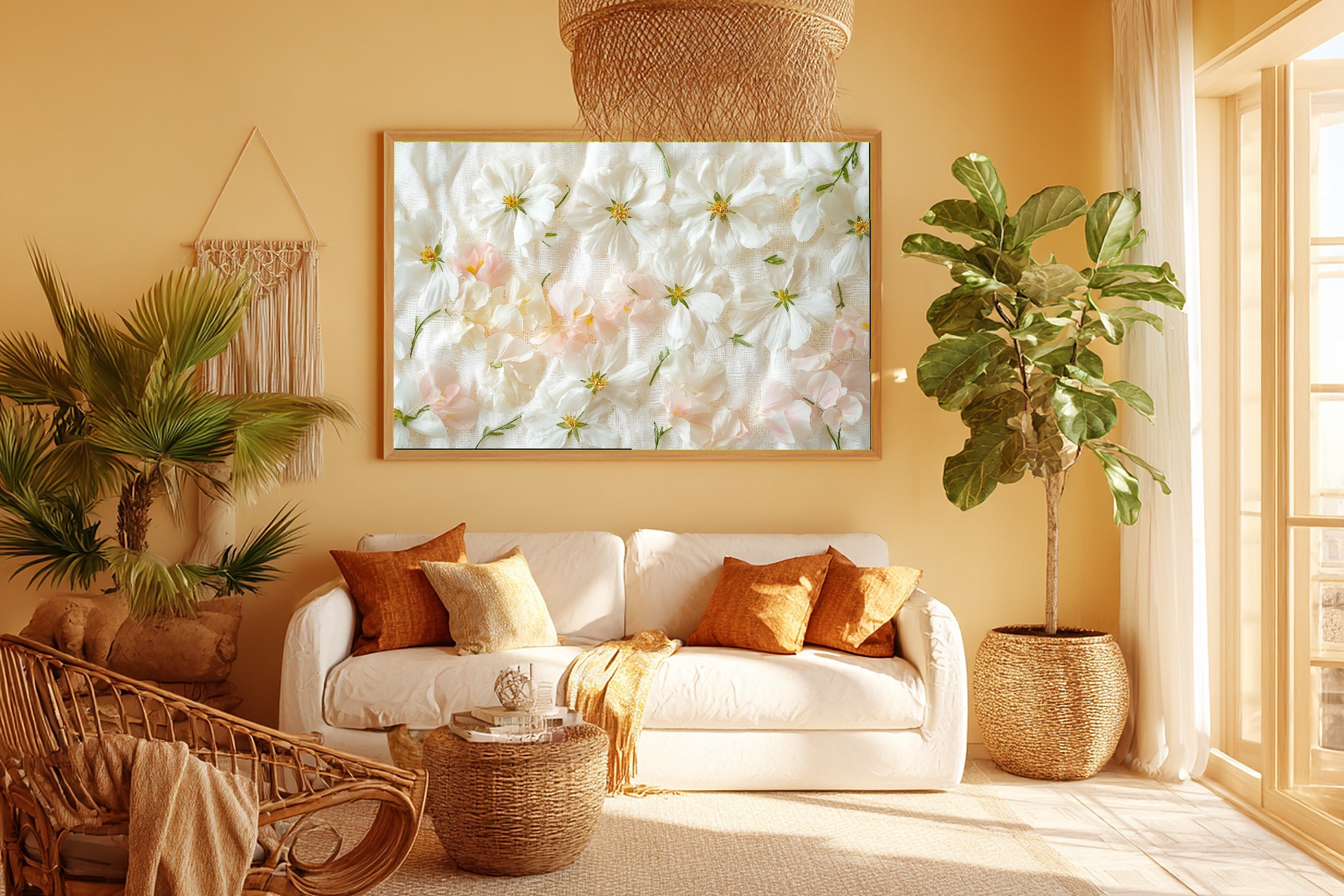 Gentle Floral Birth Flower April Daisy Sweetpea Art Print — Peaceful Decor for the Reading Nook — birth-flower-april-daisy-sweetpea-room-5-wall-art.jpg